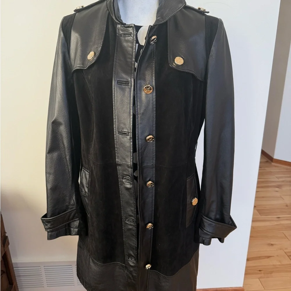 Iman suede/leather black Women's Coat - Picture 1 of 9